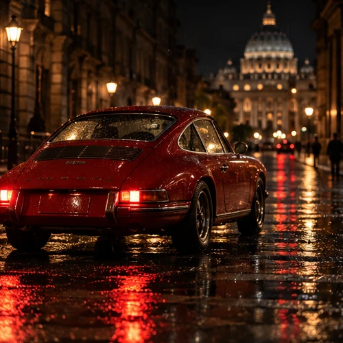 Warm city lights on a wet night