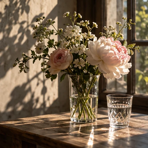 Flowers in warm natural light